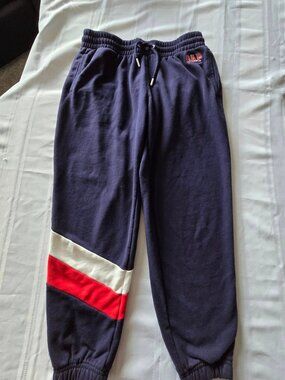 Women's Size Medium Blue W/Red & White Stripe Sweatpants